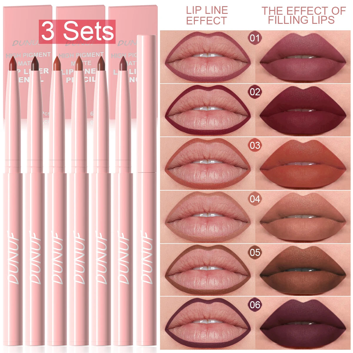 6-Piece Waterproof Lip Liner Set