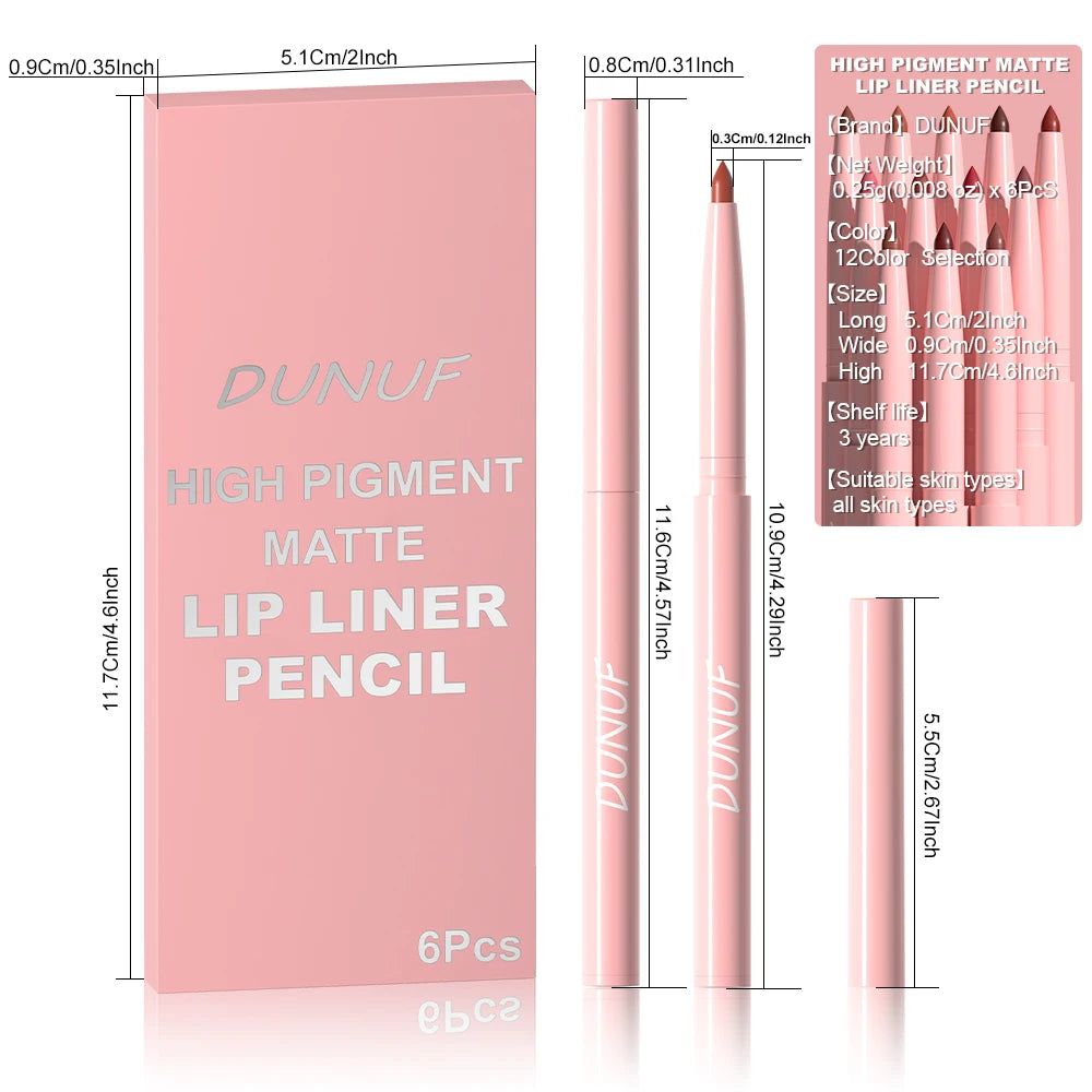 6-Piece Waterproof Lip Liner Set